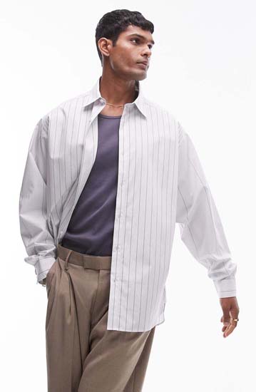 Topman Pinstripe oversize button up shirt